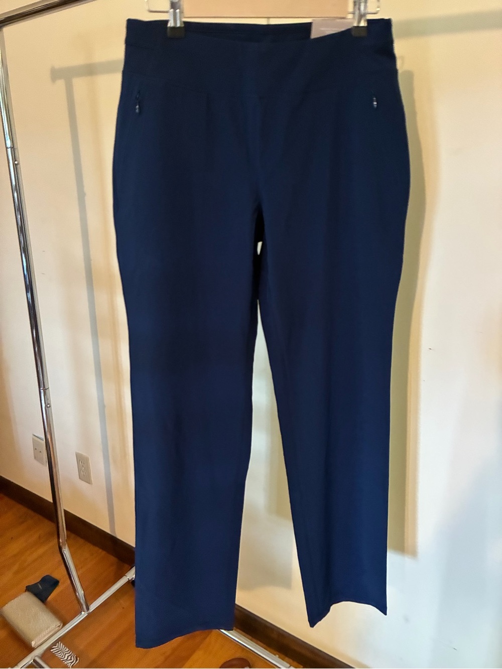 Chico's Navy Straight-Leg Pull-On Trousers